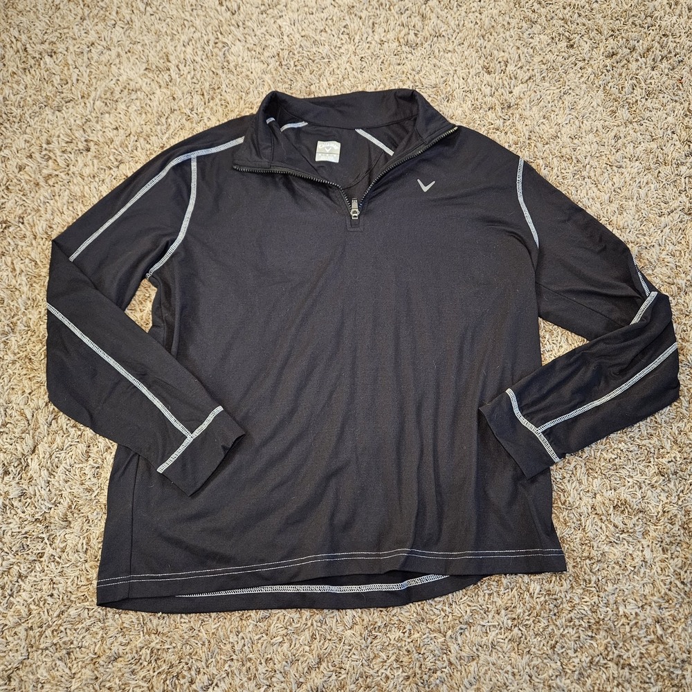 Callaway Pullover Mens Medium Black 1/4 Zip Long Sleeve Golf Performance Top